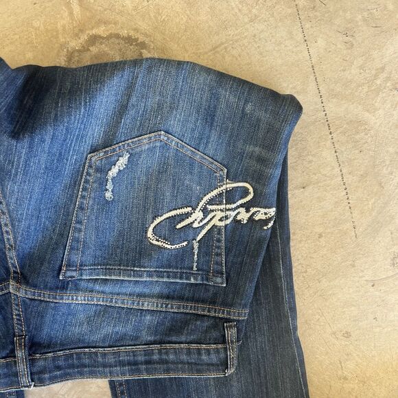 Ed Hardy Jeans Women 18 Christian Audigier Boot Cut Tiger Rhinestone y2k - Picture 3 of 4